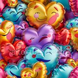 seamless Seamless 3D Inflated Heart-Shaped Foil Balloon PBR Texture in Vibrant Colors texture 8k free download PBR