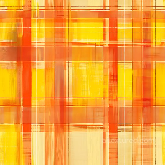 Bright Orange and Yellow Plaid Fabric Seamless Texture with Painterly Style Plaid texture preview