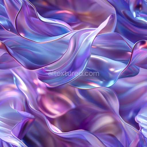 Seamless 3D PBR Texture of Glossy Iridescent Fabric Folds in Violet Blue