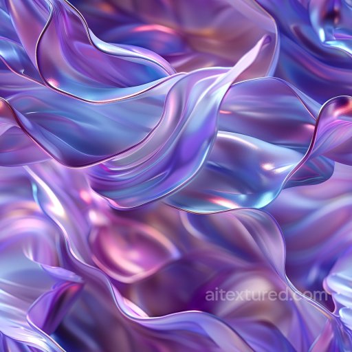 Seamless 3D PBR Texture of Glossy Iridescent Fabric Folds in Violet Blue texture preview