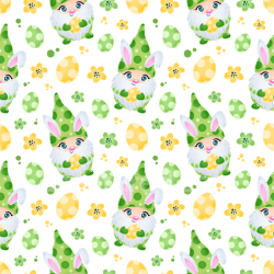 seamless Seamless 3D PBR Texture Featuring Cute Easter Gnomes, Polka-Dot Eggs, and Spring Flowers texture 8k free download PBR