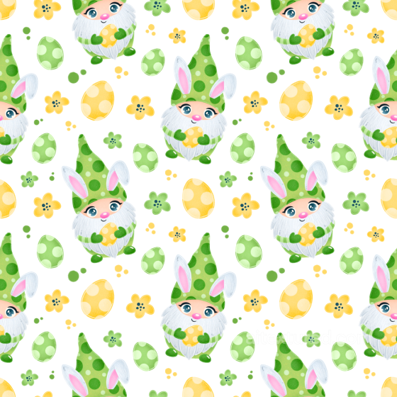 Featuring Cute Easter Gnomes, Polka-Dot Eggs, and Spring Flowers All Easter Digital paper texture preview