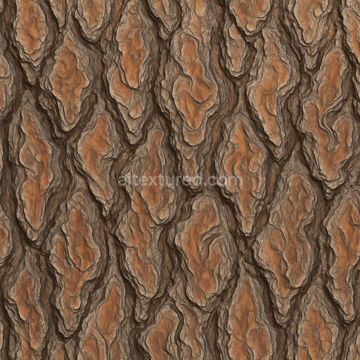 Ornate Pine Bark Texture Seamless 1024X1024