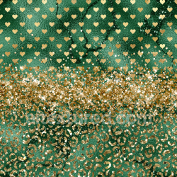seamless Seamless 3D PBR Texture of Green Velvet Fabric with Gold Glitter Hearts and Leopard Spots texture 8k free download PBR