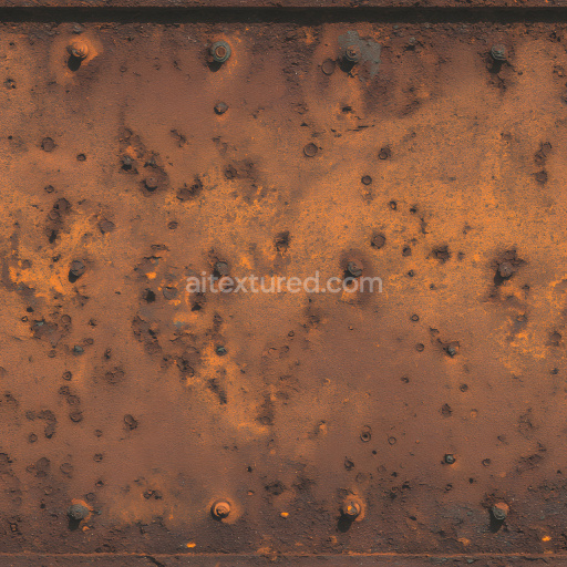 Seamless 3D Rusty Metal PBR Texture Featuring Corroded Surface and Pitted Holes