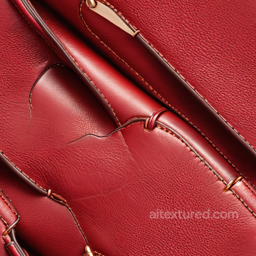 Red Pebbled Leather Texture Featuring Detailed Stitching and Folded Panels seamless Leather PBR texture