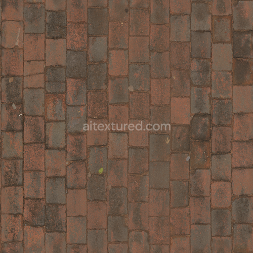 Rough Brick Bricks — Short Bricks Floor Red Brick Paving — PBR seamless 3D texture