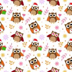 Pattern Bundle - Seamless 3D Pattern PBR Texture with Playful Owl Motifs and Colorful Floral Accents texture preview