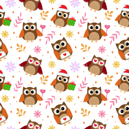 Pattern Bundle - Seamless 3D Pattern PBR Texture with Playful Owl Motifs and Colorful Floral Accents texture preview