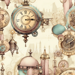 seamless Seamless 3D PBR Texture Featuring Vintage Steampunk Clockwork Elements texture 8k free download PBR