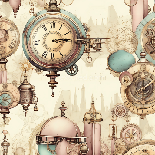 Seamless 3D PBR Texture Featuring Vintage Steampunk Clockwork Elements