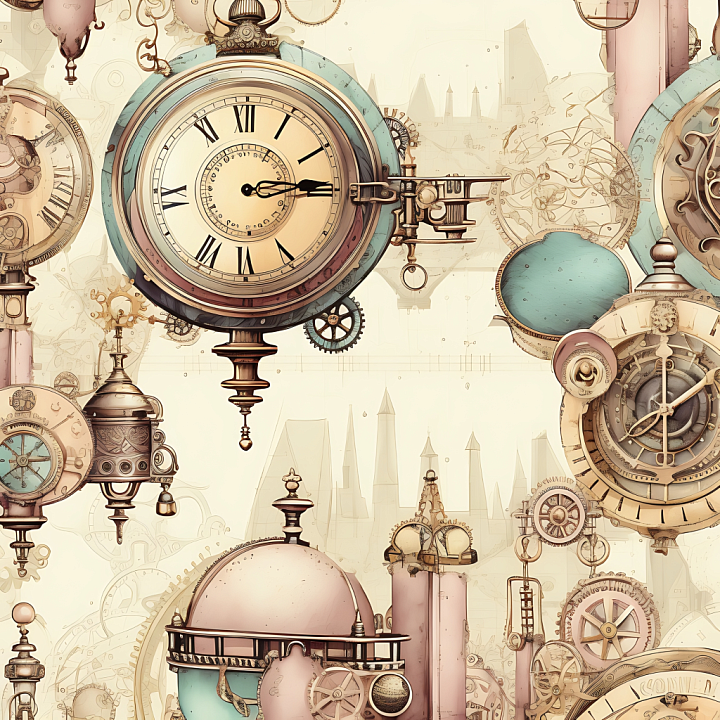 Featuring Vintage Steampunk Clockwork Elements seamless PBR texture preview