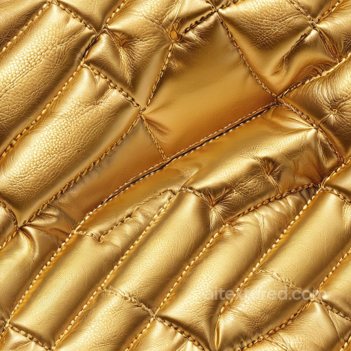 Quilted Gold Leather PBR Texture with Glossy Finish and Fine Stitching seamless Leather PBR texture