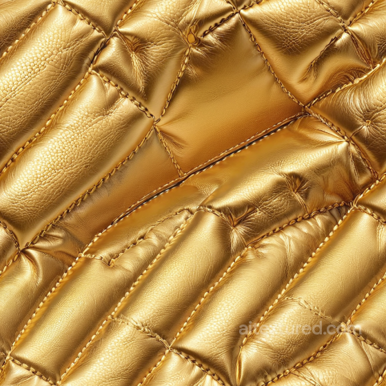 Quilted Gold Leather PBR Texture with Glossy Finish and Fine Stitching Leather texture preview
