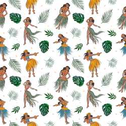 Pattern Bundle - Seamless 3D Pattern PBR Texture of Hawaiian Hula Dancers with Tropical Leaves texture preview