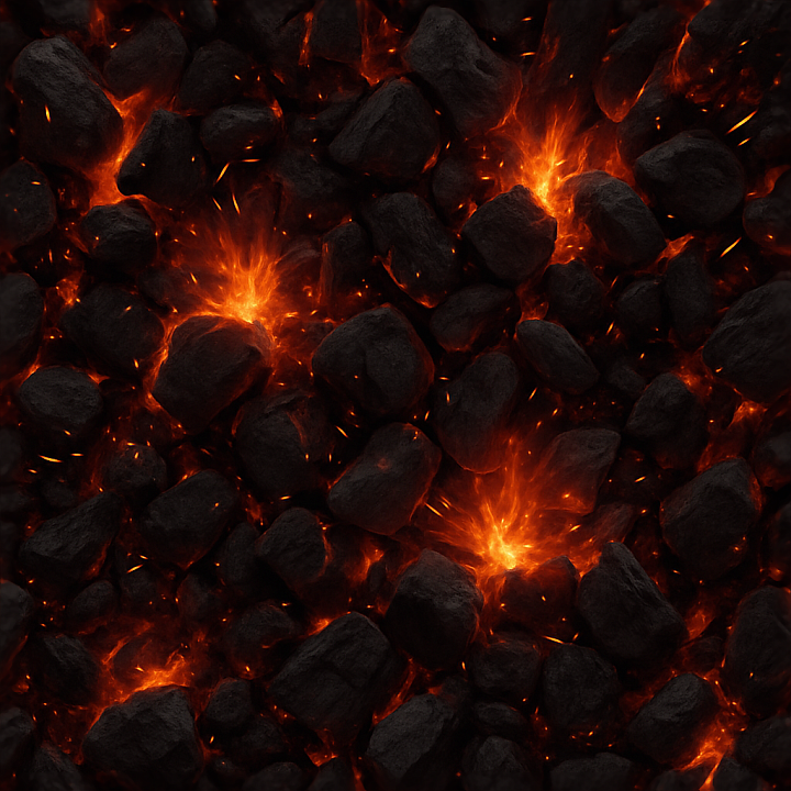 Charcoal Embers With Fire Sparks seamless PBR texture preview