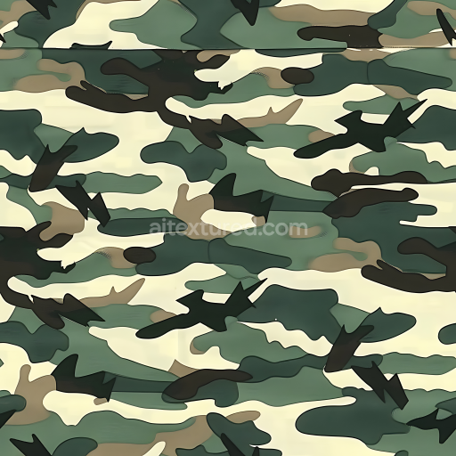 Seamless 3D Woodland Camouflage PBR Texture with Organic Green and Brown Patches