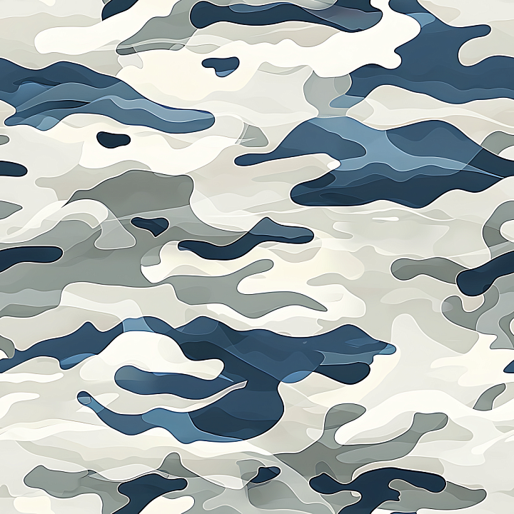 Arctic Camouflage with Soft Organic Shapes and Cool Blue Tones seamless PBR texture preview