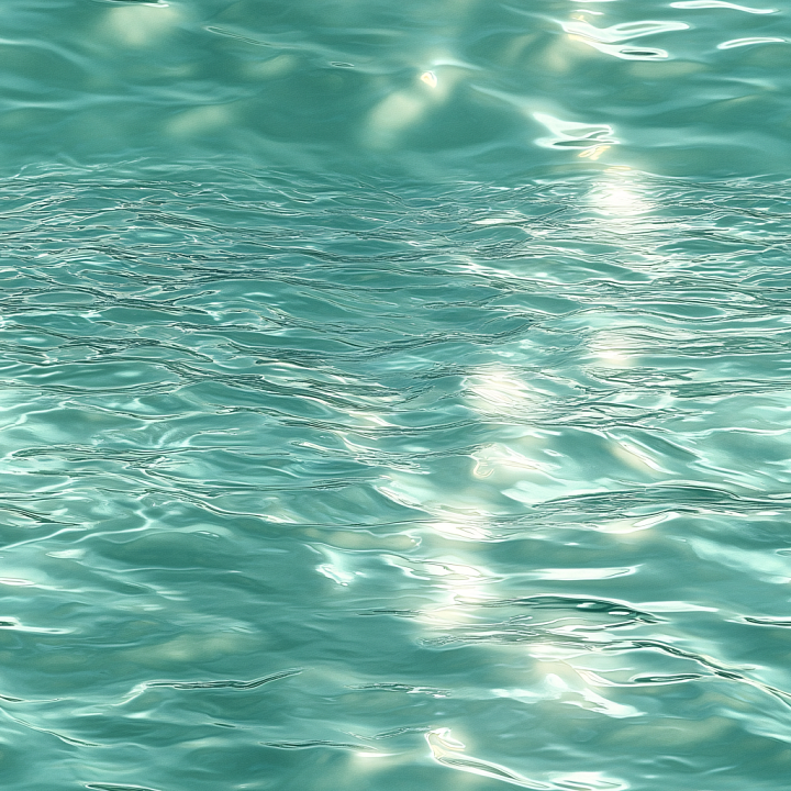 Water with Tranquil Turquoise Pool Surface and Subtle Wave Ripples seamless PBR texture preview