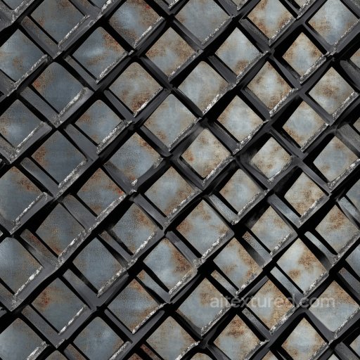 Rusted Steel Diamond Plate PBR Texture with Worn Edges seamless Metal PBR texture
