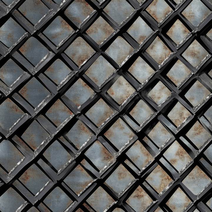 Rusted Steel Diamond Plate with Worn Edges seamless PBR texture preview