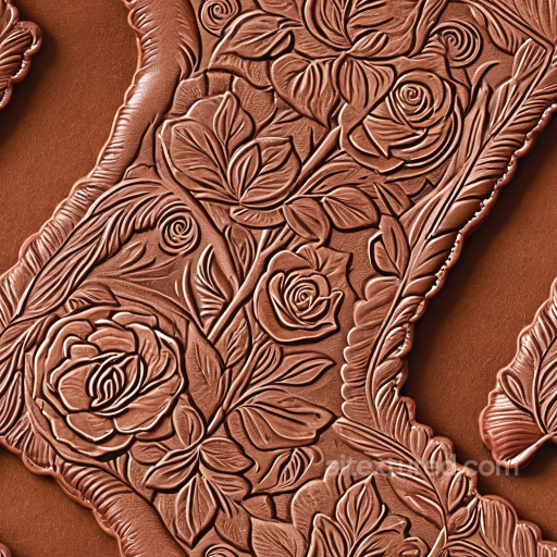 embossed floral brown leather PBR texture with detailed carving seamless Leather PBR texture