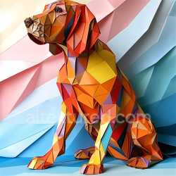 seamless Seamless 3D PBR Texture Featuring a Colorful Origami-Style Bloodhound Dog texture 8k free download PBR