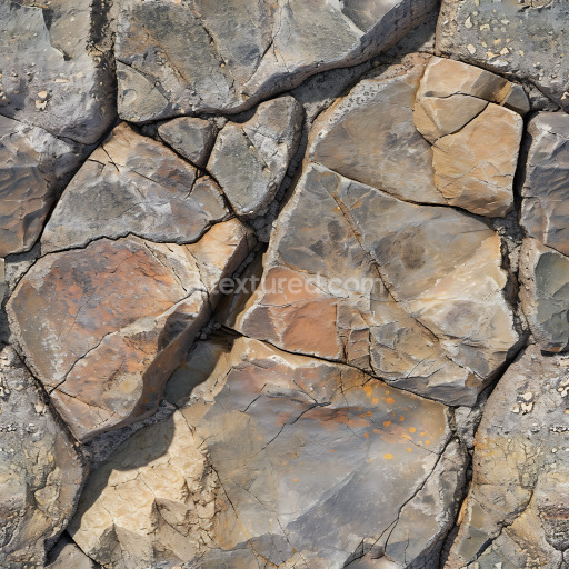 Seamless 3D Weathered Stone Rock Ground PBR Texture with Natural Cracks and Earthy Tones