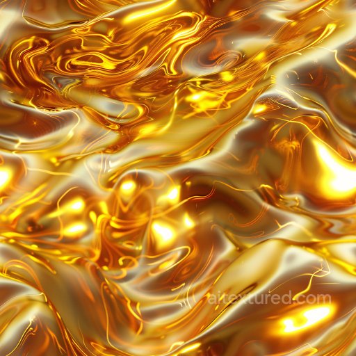 Seamless 3D PBR Texture Featuring Glossy Liquid Gold Flow texture preview