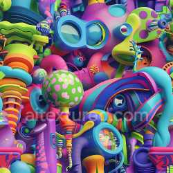 seamless Seamless 3D PBR Graffiti Texture Featuring Neon Colors and Abstract Urban Shapes texture 8k free download PBR