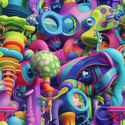 Seamless 3D PBR Graffiti Texture Featuring Neon Colors and Abstract Urban Shapes