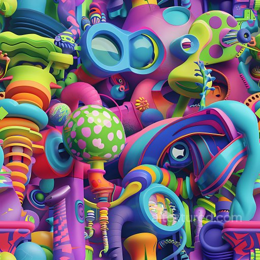 Seamless 3D PBR Graffiti Texture Featuring Neon Colors and Abstract Urban Shapes texture preview