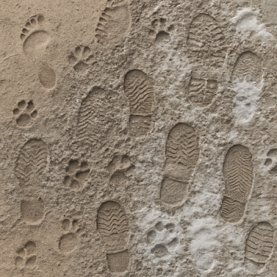 Seamless Footprints PBR Textures Enhancing Realistic Ground Surfaces