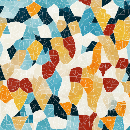Mosaic PBR Texture Featuring Multicolored Irregular Ceramic Chip Tiles seamless Mosaic PBR texture