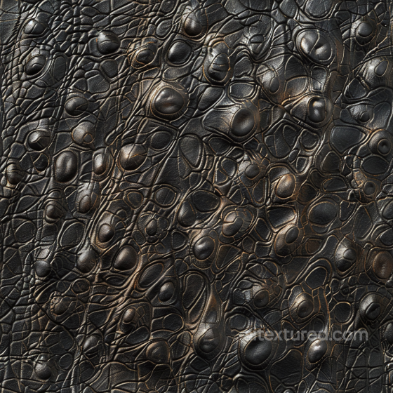 Black Alligator Embossed Leather PBR Texture with High Gloss and Detailed Grain Leather texture preview