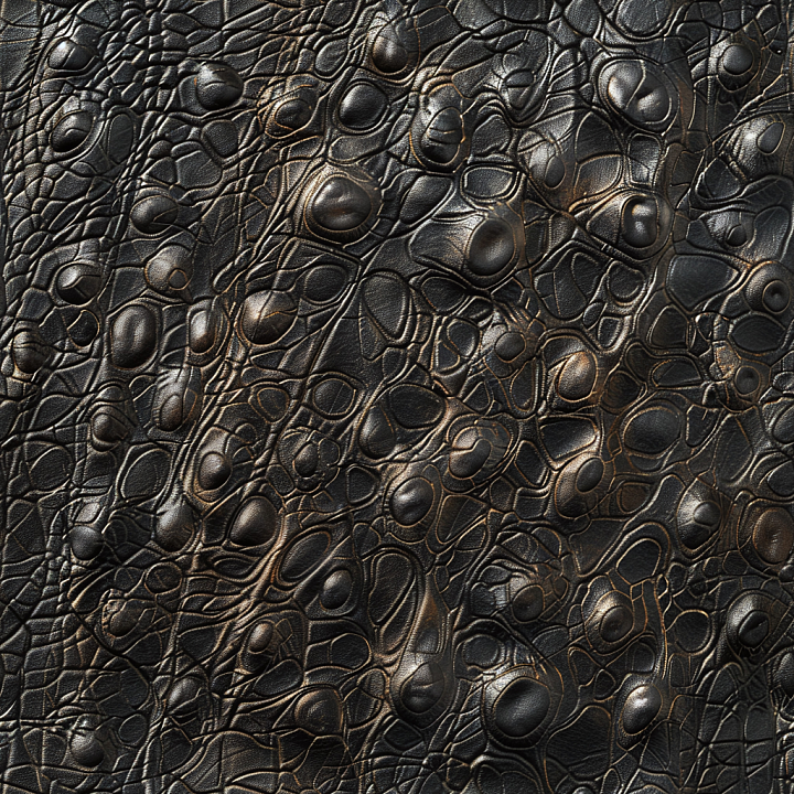 Black Alligator Embossed Leather with High Gloss and Detailed Grain seamless PBR texture preview