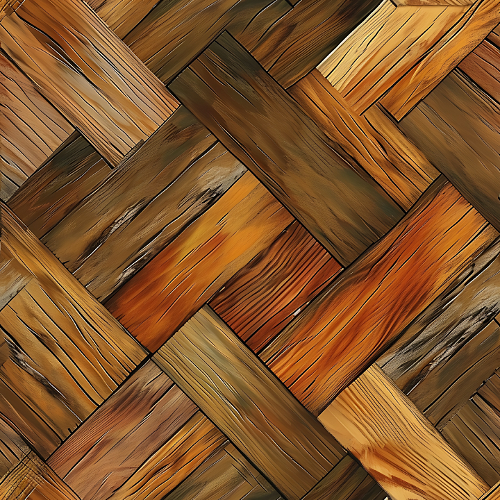 Rustic Reclaimed Wood Parquet with Varied Grain Patterns seamless PBR texture preview