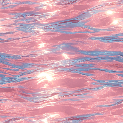 Seamless 3D PBR Pink Water Surface Texture with Shimmering Glossy Waves