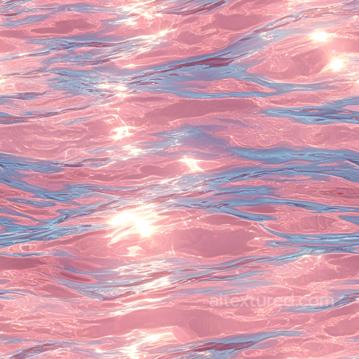 Pink Water Surface Texture with Shimmering Glossy Waves seamless Water PBR texture
