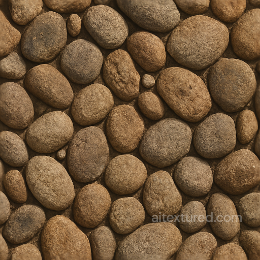 River Stone Mosaic Tiles With Rough Stone Texture And Natural Earth Tones seamless Mosaic PBR texture
