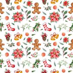 Pattern Bundle - Seamless 3D Pattern PBR Texture Featuring Christmas Motifs with Gingerbread, Poinsettia &… texture preview