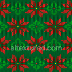 seamless Seamless 3D PBR Texture of Festive Red and Green Knit Fabric with Floral Motif texture 8k free download PBR