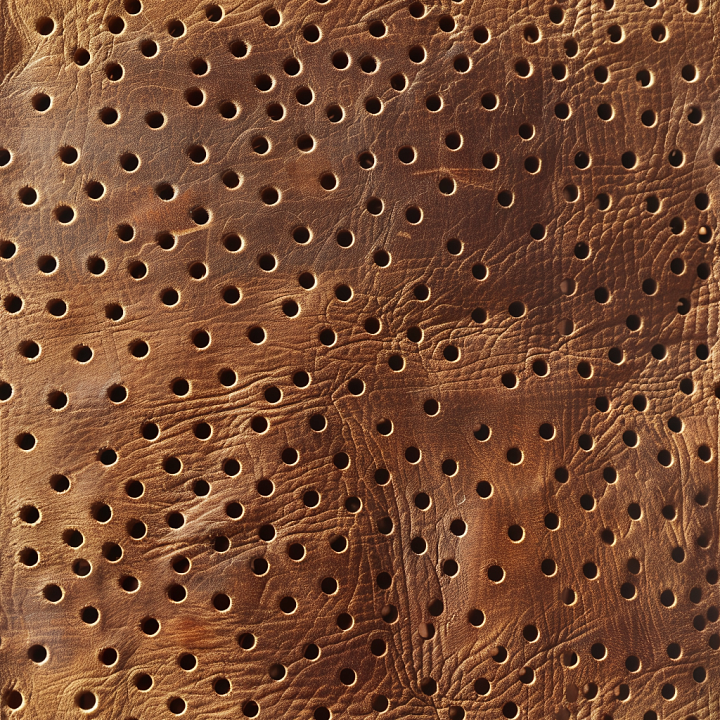 Aged Brown Leather with Perforation and Natural Grain seamless PBR texture preview