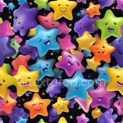 seamless Seamless 3D PBR Inflated Colorful Star-Shaped Pillow Texture with Expressive Faces texture 8k free download PBR