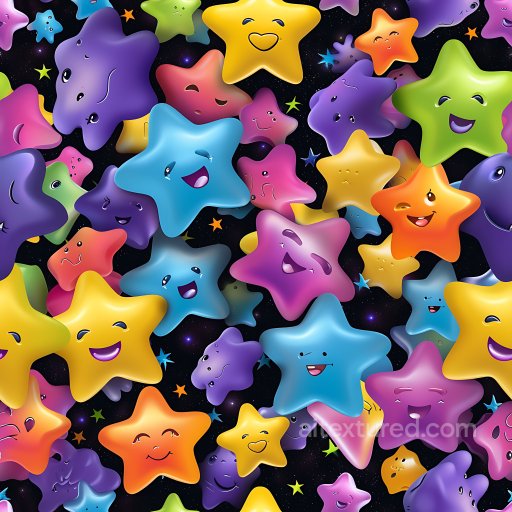 Inflated Puffy Stars PBR Texture in Vibrant Colors seamless Inflated PBR texture