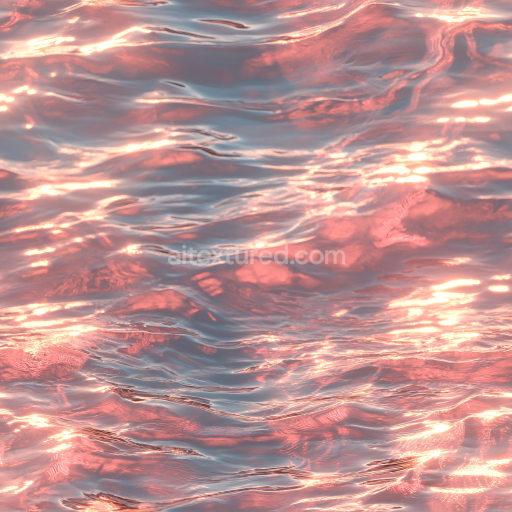 Seamless 3D Water PBR Texture Featuring Reflective Pink-Tinted Gentle Waves