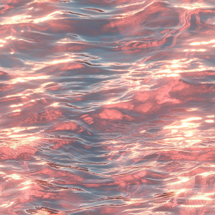 Water Featuring Reflective Pink-Tinted Gentle Waves seamless PBR texture preview