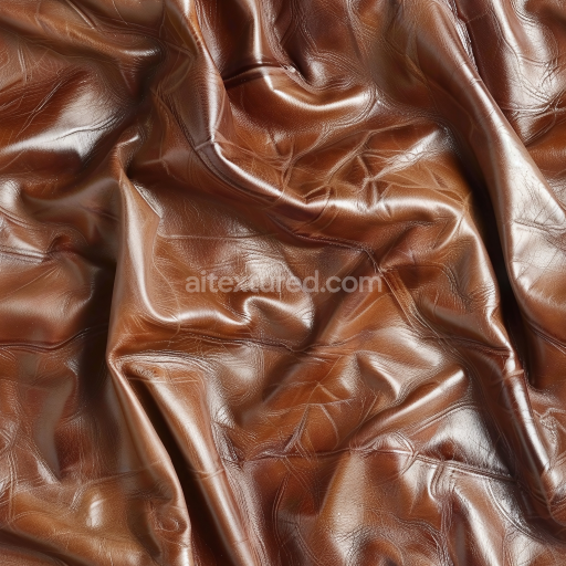 Seamless 3D Glossy Brown Leather PBR Texture with Wrinkles and Fine Grain