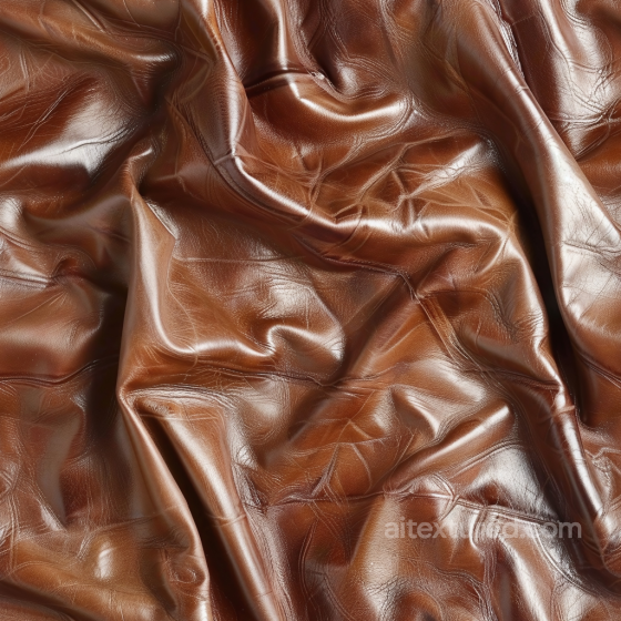 Glossy Brown Leather PBR Texture with Wrinkles and Fine Grain Leather texture preview