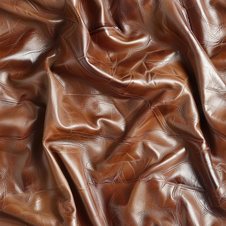 Glossy Brown Leather with Wrinkles and Fine Grain seamless PBR texture preview